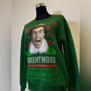 Elf Movie “Current Mood” Christmas Sweatshirt Green Crewneck Size M